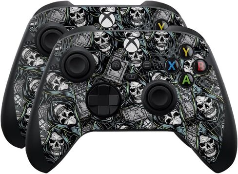 Glossy Glitter Skin Compatible with Microsoft Xbox Series X|S Controller (2 Pack) - Red Hexa Camo - Premium 3M Vinyl Protective Wrap Decal Cover - Easy to Apply | Crafted in The USA by MightySkins in Kuwait