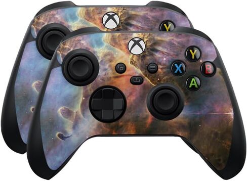 Glossy Glitter Skin Compatible with Microsoft Xbox Series X|S Controller (2 Pack) - Red Hexa Camo - Premium 3M Vinyl Protective Wrap Decal Cover - Easy to Apply | Crafted in The USA by MightySkins in Kuwait