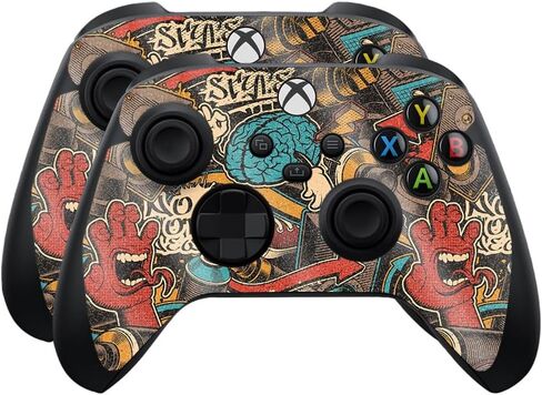 Glossy Glitter Skin Compatible with Microsoft Xbox Series X|S Controller (2 Pack) - Red Hexa Camo - Premium 3M Vinyl Protective Wrap Decal Cover - Easy to Apply | Crafted in The USA by MightySkins in Kuwait