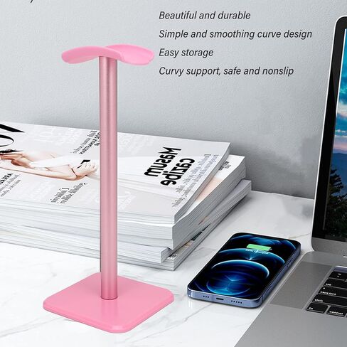 Bewinner Headphone Stand, Rounded Corner Headset Holder, Anti Slip Base, TPU Tray, Aluminum Supporting Bar Headset Holder for Home Gaming Office (Black) in Kuwait