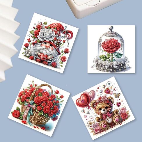 6 Packs DIY 5D Diamond Painting Cards Kits for Adults，Special Shaped Rhinestone，Diamond Art Greeting Cards Gem Art Cards，Thank You Cards Blessing Gift for Women, Men, Mom, Grandma (Flower Basket) in Kuwait