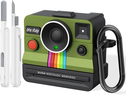 AirPods 4 Case مع كاميرا بولارويد الرجعية للنساء - غطاء Apple Airpods 4 Case Cover ، حالة Airpod الجيل الرابع ، واقي السيليكون الممتاز ، مثالي للسيدات العصري (الأسود) in Kuwait