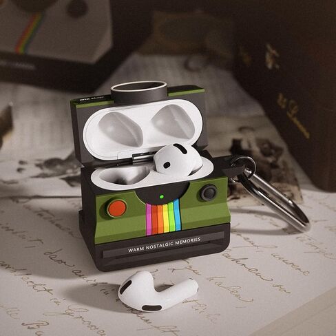 AirPods 4 Case مع كاميرا بولارويد الرجعية للنساء - غطاء Apple Airpods 4 Case Cover ، حالة Airpod الجيل الرابع ، واقي السيليكون الممتاز ، مثالي للسيدات العصري (الأسود) in Kuwait