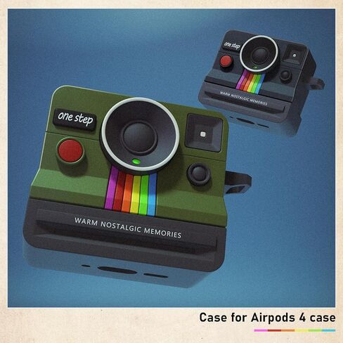 AirPods 4 Case مع كاميرا بولارويد الرجعية للنساء - غطاء Apple Airpods 4 Case Cover ، حالة Airpod الجيل الرابع ، واقي السيليكون الممتاز ، مثالي للسيدات العصري (الأسود) in Kuwait