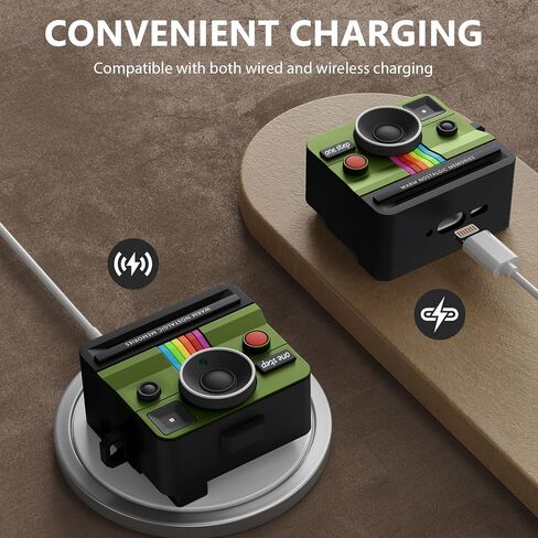 AirPods 4 Case مع كاميرا بولارويد الرجعية للنساء - غطاء Apple Airpods 4 Case Cover ، حالة Airpod الجيل الرابع ، واقي السيليكون الممتاز ، مثالي للسيدات العصري (الأسود) in Kuwait