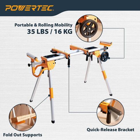 POWERTEC MT4000MBA Miter Saw Stand Mounting Brackets, Set of 2, Fits Ryobi, Black and Decker, Craftsman, and Kobalt Miter Saw Stand in Saudi Arabia