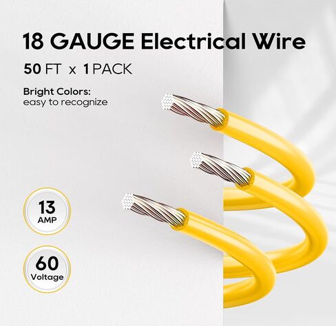 TOPDC 18 Gauge Copper Electrical Wire, 6 Colors, 25FT Each Stranded Wire with PVC Insulation, Silicone Hook up Wire Kit for Car Audio,Automotive Wiring,LED Lighting,etc in Kuwait