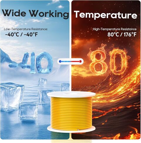 TOPDC 18 Gauge Copper Electrical Wire, 6 Colors, 25FT Each Stranded Wire with PVC Insulation, Silicone Hook up Wire Kit for Car Audio,Automotive Wiring,LED Lighting,etc in Kuwait