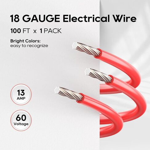 TOPDC 18 Gauge Copper Electrical Wire, 6 Colors, 25FT Each Stranded Wire with PVC Insulation, Silicone Hook up Wire Kit for Car Audio,Automotive Wiring,LED Lighting,etc in Kuwait