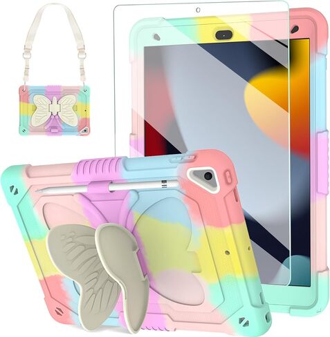 Blosomeet لطيف Pink iPad 10th Generation Case for Kids Girls 2022 10.9 بوصة مع واقي شاشة زجاجي مقسى ، غطاء الفراشة Kawaii لـ iPad 10th gen w/pencil حامل الكتف in Kuwait