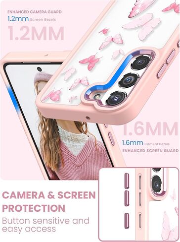 Dretal for Samsung Galaxy S21 5G Case Floral ، Grility Grade Drop تم اختباره في الظهر الصلب وحافة ناعمة زهرة ضئيلة غلاف واقية للهاتف + واقي شاشة زجاجية مقبدة للمجرة S21 (أرجوانية) in Kuwait