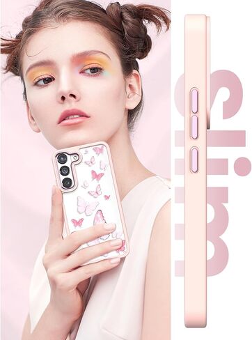 Dretal for Samsung Galaxy S21 5G Case Floral ، Grility Grade Drop تم اختباره في الظهر الصلب وحافة ناعمة زهرة ضئيلة غلاف واقية للهاتف + واقي شاشة زجاجية مقبدة للمجرة S21 (أرجوانية) in Kuwait