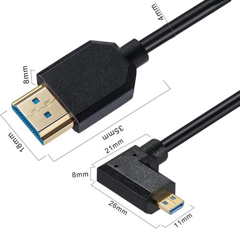 Halokny HDMI 8K Cable, Micro HDMI to HDMI Cable, 1Ft 8K@60hz HDMI Male to Micro HDMI Male High Speed Cord, for Portable Home Digital Devices, Notebook and More (Micro HDMI to HDM) in Kuwait