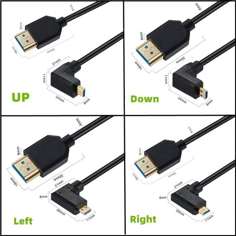 Halokny HDMI 8K Cable, Micro HDMI to HDMI Cable, 1Ft 8K@60hz HDMI Male to Micro HDMI Male High Speed Cord, for Portable Home Digital Devices, Notebook and More (Micro HDMI to HDM) in Kuwait