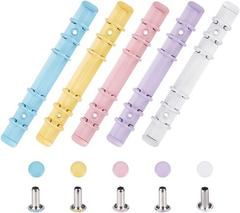 GORGECRAFT 5Pcs Six Ring Binder Clip Colorful Metal Iron O-Type Mechanism Replacement Letter Loose Leaf Binding Spines Combs Round Rings Clips Binders for Making Folders DIY Diary Notebooks Planner in Saudi Arabia