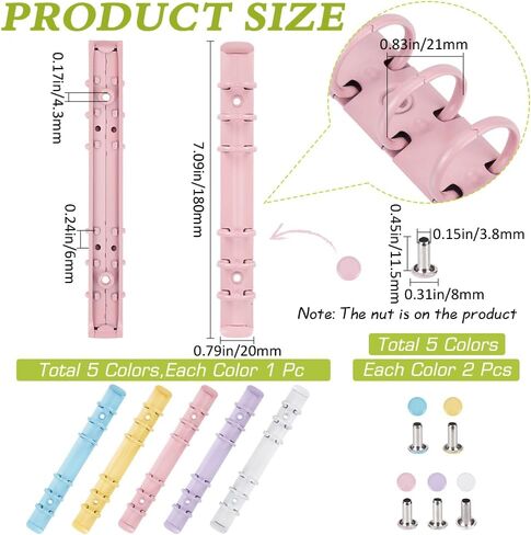 GORGECRAFT 5Pcs Six Ring Binder Clip Colorful Metal Iron O-Type Mechanism Replacement Letter Loose Leaf Binding Spines Combs Round Rings Clips Binders for Making Folders DIY Diary Notebooks Planner in Saudi Arabia