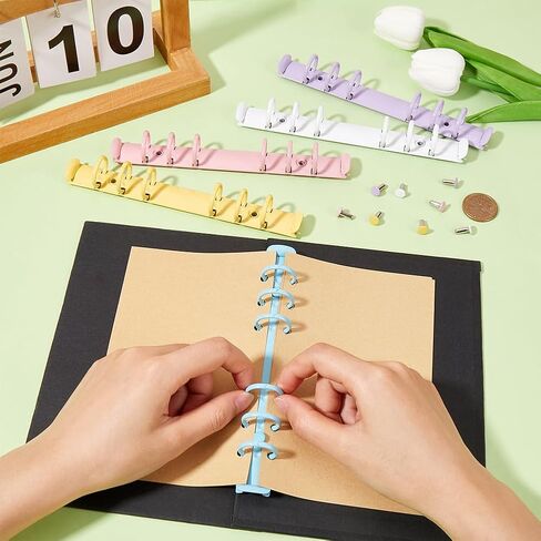 GORGECRAFT 5Pcs Six Ring Binder Clip Colorful Metal Iron O-Type Mechanism Replacement Letter Loose Leaf Binding Spines Combs Round Rings Clips Binders for Making Folders DIY Diary Notebooks Planner in Saudi Arabia