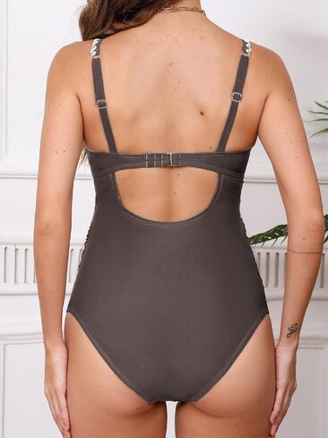 CUPSHE Women's Maternity One Piece Swimsuit Adjustable Strap Ruched Shell Stitched Back Cutout Bathing Suit for Pregnancy in Saudi Arabia