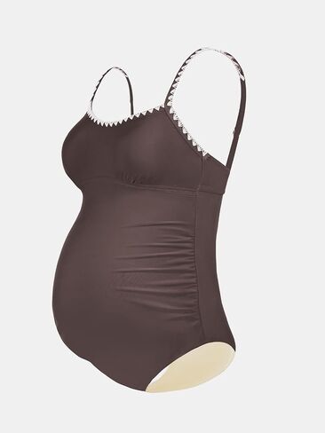 CUPSHE Women's Maternity One Piece Swimsuit Adjustable Strap Ruched Shell Stitched Back Cutout Bathing Suit for Pregnancy in Saudi Arabia