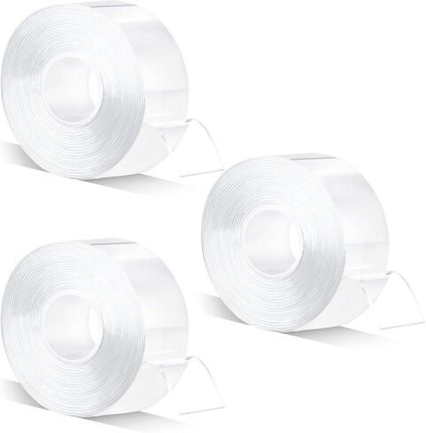 ELANE 3 Rolls Nano Tape Double Sided Heavy Duty,Clear Double Sided Tape Heavy Duty Outdoor,Double Sided Tape Heavy Duty for Wall Hanging（9.85FT/Roll） in Kuwait