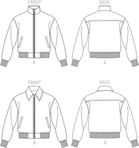 Vogue Unisex Bomber Jacket Sewing Pattern Kit, Code V1877, Sizes XL-2XL-3XL, Multicolor in Saudi Arabia