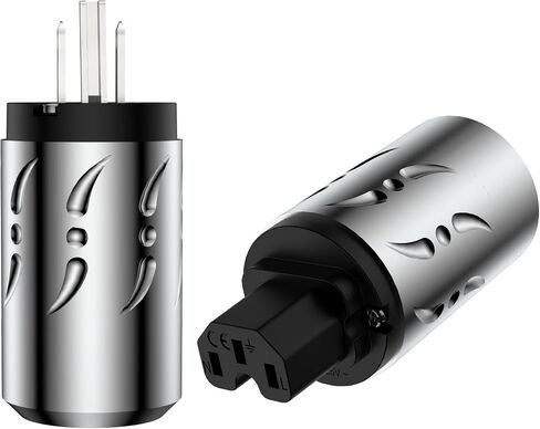 Viborg HiFi Power Plug, VM502R+VF502R, Rhodium-Plated Pure Copper Non-Magnetic, AC Mains Plug, Audio Power Plug, Aluminum, Hi-End US Power Plug+IEC C15 Power Connector for DIY Audiophile Power Cord in Saudi Arabia