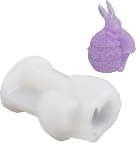 WANDIC Easter Bunny Silicone Mold, 1 Piece 3D Holding Easter Egg Bunny Easter Egg Resin Mold Rabbit Epoxy Mold Candle Resin Mould for Decoration in Saudi Arabia