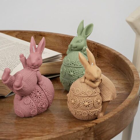 WANDIC Easter Bunny Silicone Mold, 1 Piece 3D Holding Easter Egg Bunny Easter Egg Resin Mold Rabbit Epoxy Mold Candle Resin Mould for Decoration in Saudi Arabia
