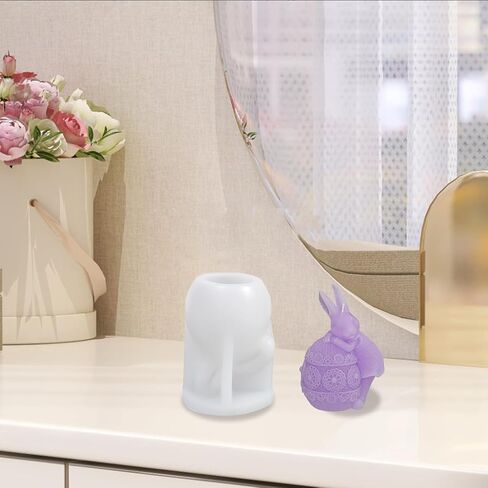 WANDIC Easter Bunny Silicone Mold, 1 Piece 3D Holding Easter Egg Bunny Easter Egg Resin Mold Rabbit Epoxy Mold Candle Resin Mould for Decoration in Saudi Arabia