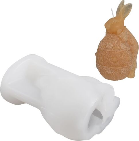 WANDIC Easter Bunny Silicone Mold, 1 Piece 3D Holding Easter Egg Bunny Easter Egg Resin Mold Rabbit Epoxy Mold Candle Resin Mould for Decoration in Saudi Arabia