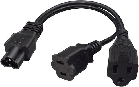 IEC320 C6 to 2 X C5 Y Splitter Adapter Cord,C6 to Dual C5 Power Cord.IEC 320 C6 to 2XC5 Adapter Converter AC Power Supply Cord,C5 to C6 to C5. 1FT/0.3M in Kuwait