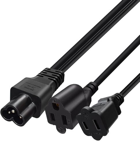 IEC320 C6 to 2 X C5 Y Splitter Adapter Cord,C6 to Dual C5 Power Cord.IEC 320 C6 to 2XC5 Adapter Converter AC Power Supply Cord,C5 to C6 to C5. 1FT/0.3M in Kuwait