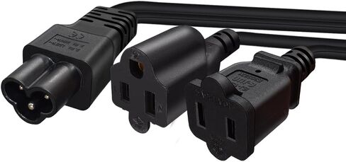 IEC320 C6 to 2 X C5 Y Splitter Adapter Cord,C6 to Dual C5 Power Cord.IEC 320 C6 to 2XC5 Adapter Converter AC Power Supply Cord,C5 to C6 to C5. 1FT/0.3M in Kuwait