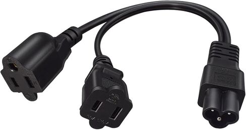 IEC320 C6 to 2 X C5 Y Splitter Adapter Cord,C6 to Dual C5 Power Cord.IEC 320 C6 to 2XC5 Adapter Converter AC Power Supply Cord,C5 to C6 to C5. 1FT/0.3M in Kuwait