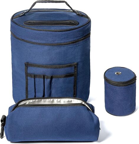 حقيبة الحياكة والكروشيه مع الملحقات - حمل تخزين الغزل المقاوم للماء وخالية من التشابك ، حامل لوازم الكروشيه و WIP Project مع جيب واضح - قوي وخفيف الوزن - مجموعة من 3 in Kuwait