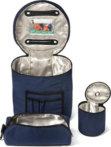 حقيبة الحياكة والكروشيه مع الملحقات - حمل تخزين الغزل المقاوم للماء وخالية من التشابك ، حامل لوازم الكروشيه و WIP Project مع جيب واضح - قوي وخفيف الوزن - مجموعة من 3 in Kuwait