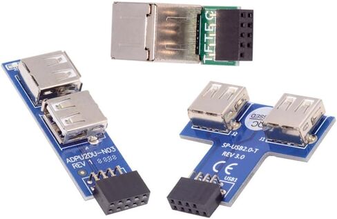 cablecc 3pcs/Set Motherboard 9Pin/10Pin Front Panel Header Female to Single USB 2.0 Female Adapter Vertical Angled Type 90 Degree in Kuwait