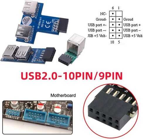 cablecc 3pcs/Set Motherboard 9Pin/10Pin Front Panel Header Female to Single USB 2.0 Female Adapter Vertical Angled Type 90 Degree in Kuwait