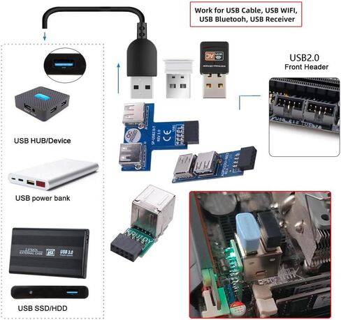 cablecc 3pcs/Set Motherboard 9Pin/10Pin Front Panel Header Female to Single USB 2.0 Female Adapter Vertical Angled Type 90 Degree in Kuwait