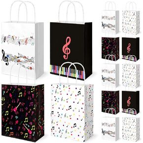 24pack الملاحظات المحركية الأكياس الورقية حقائب الموسيقية الملونة لحفلات الموسيقية لصالح حقائب استحمام الطفل لمستلزمات حفلة عيد ميلاد تحت عنوان
