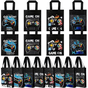 Ferraycle 24 Pack Video Game Themed Gift Bags Video Game Party Favors Non Woven Reusable Goody Treat Bags with Handles