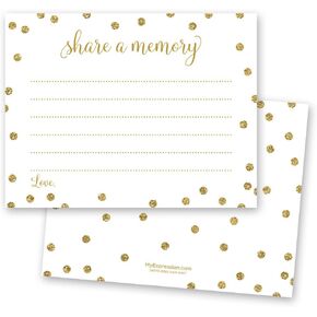 48 CNT شارك بطاقات الذاكرة (Faux Gold Glitter On White) - ليس بريقًا حقيقيًا