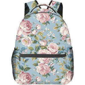 Vintage Rose Backpack, Travel Laptop School Polyester Soft Pink Floral Backpacks for Women Girls Kids, Sports Work Back Pack Casual Daypack, Lightweight Rucksack Gifts for Hiking Gym Camping