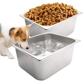 10L Large Dog Water Bowl, Stainless Steel Metal Dog Bowls, Large Capacity Dog Water and Food Bowls for Large, X-Large and Big Dogs (1PCS)