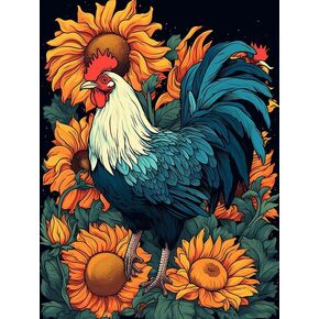 VAIIEYO 5D DIY Diamond Art Kits for Adults Rooster, Diamond Painting Animal, Paint by Number Full Drill Round Rhinestone Craft Canvas for Home Wall Decor Gift 12x16 inch-3