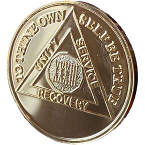 33 Year AA Medallion 22K Bi-Plate Gold Plated Premium Serenity Prayer Sobriety Chip