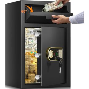3.6 cu ft صندوق آمن كبير لقطر النيران للأعمال التجارية ، وخزائن قطرة مالية مضادة للسرقة مع لوحة مفاتيح رقمية ومفاتيح الاحتياطية ، وقفل الودائع النقدية الثقيلة آمنة لأعمال تجزئة المكاتب المنزلية