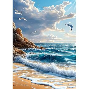MXJSUA Beach Scene Miamond Art Painting مجموعات للبالغين ، لوحات كاملة من النقاط الماس للمبتدئين ، طلاء رديء 5D مع صور الماس الأحجار الكريمة مجموعات DIY Crafts KITS 12x16 بوصة