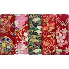 Aufodara 5pcs Cotton Fabric 15.7x31.4 "الأطوار اليابانية المطبوعة الدهون المطبوعة للخياطة DIY خياطة خياطة اليدين Artcraft (الأزرق)