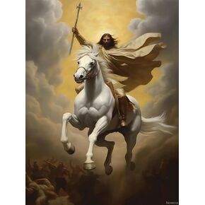 Jesus Diamond Painting Kit 5D Full Diamonds Jesus on a White Horse Diamond Painting Kit, Religious Jesus Diamond Art Kit Crafts for Home Decor Gift 12x16 inch